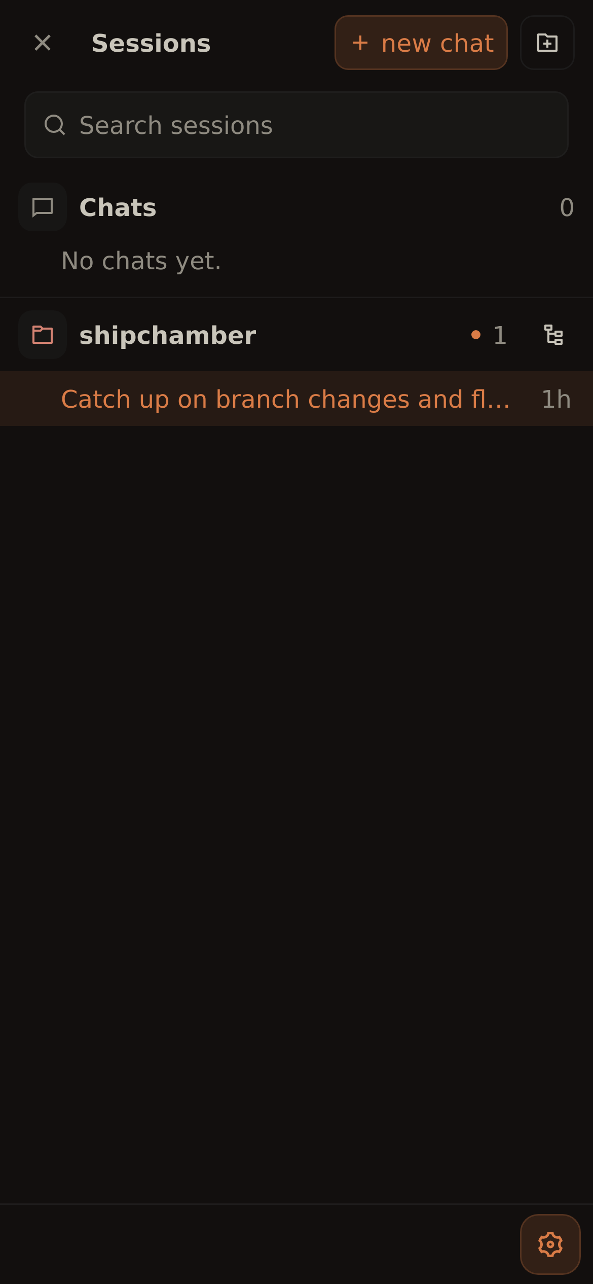 ShipChamber session list on mobile